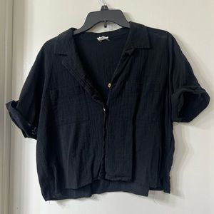 Cotton on black crop button down shirt size L